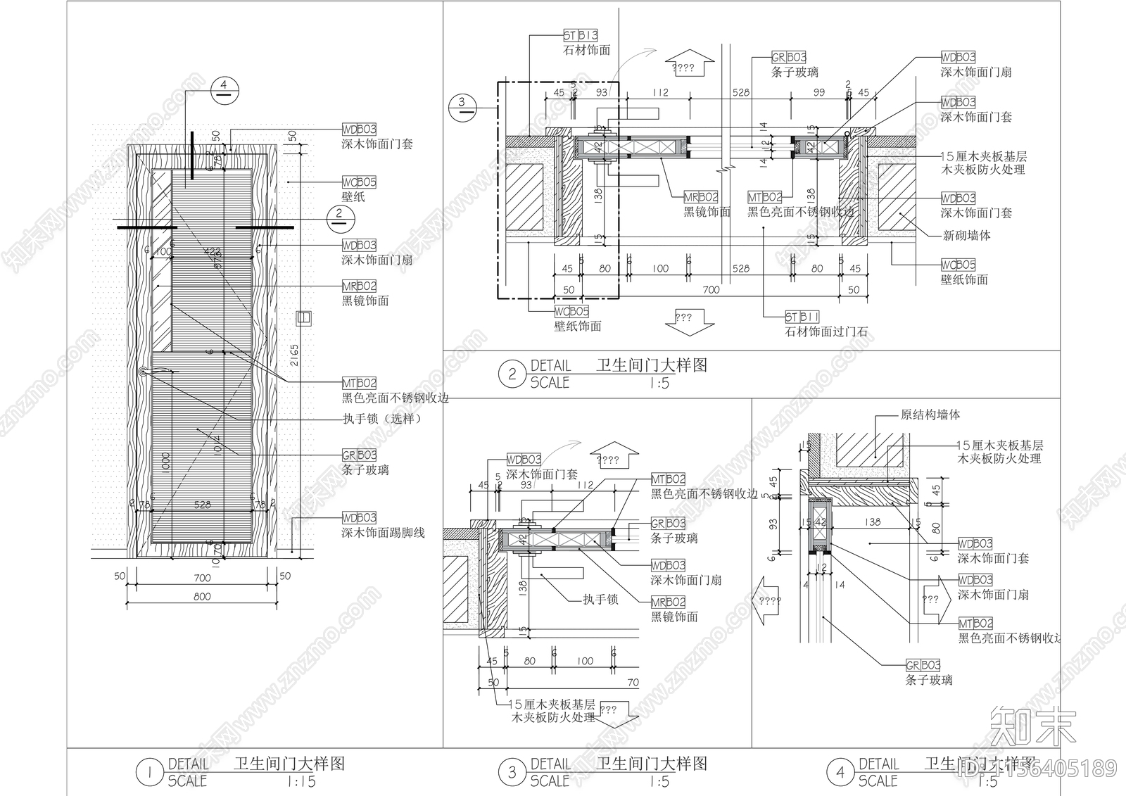 现代风格星级酒店豪华家庭套间室内精装修cad施工图下载【ID:1156405189】