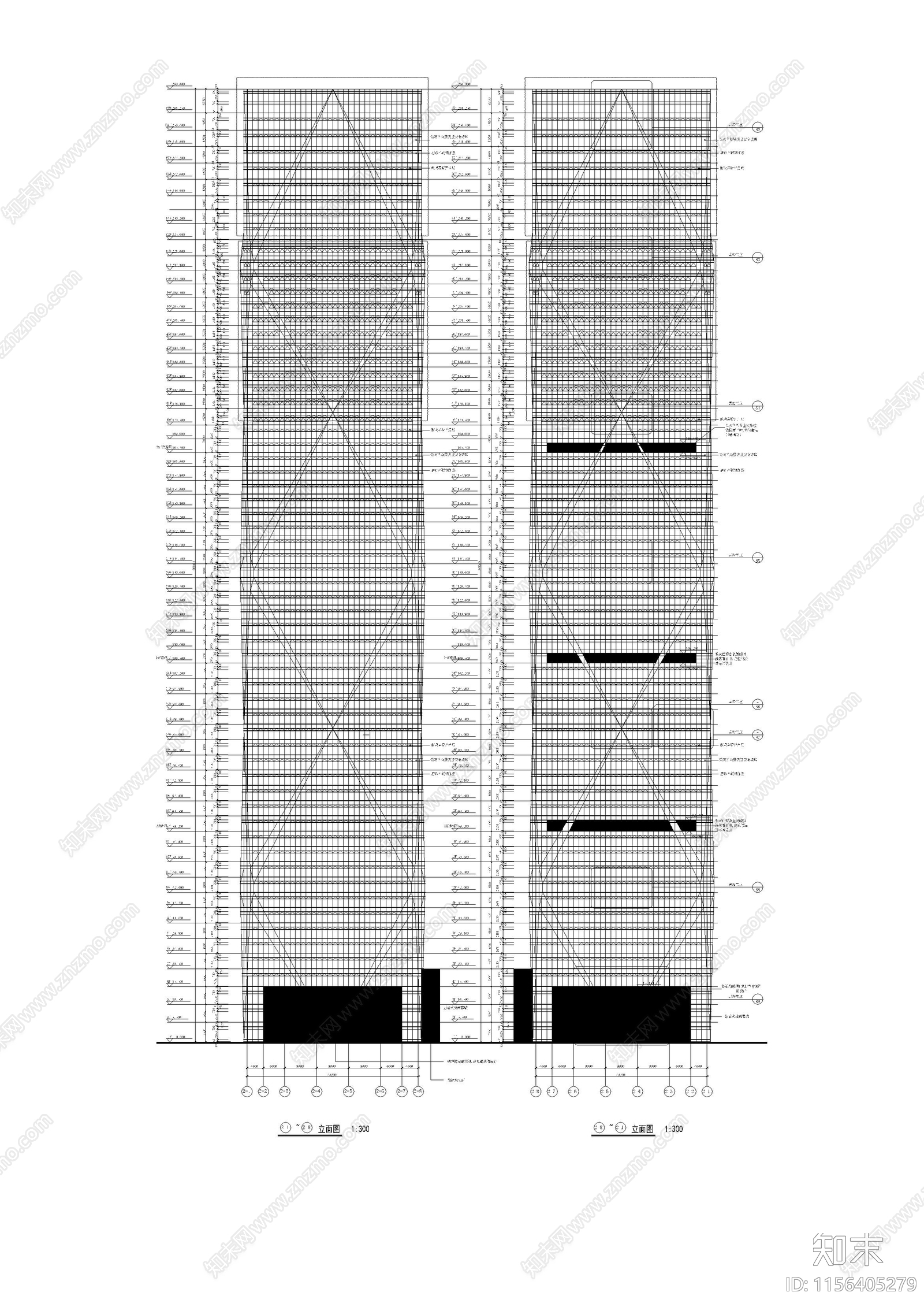 卓越皇岗世纪中心商业综合体cad施工图下载【ID:1156405279】