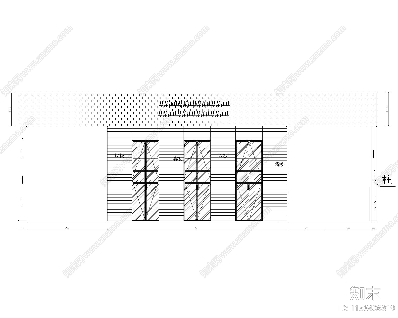 展厅前厅背景墙cad施工图下载【ID:1156406819】