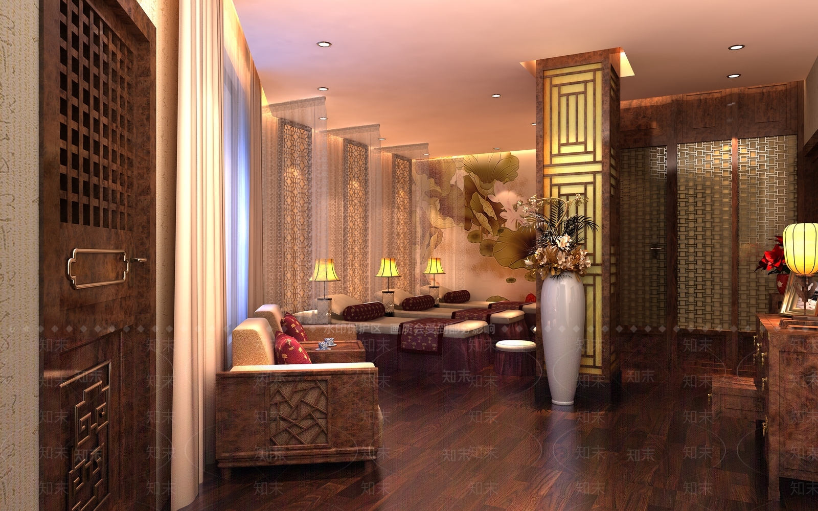 新中式美容院包厢3D模型下载【ID:1156407422】