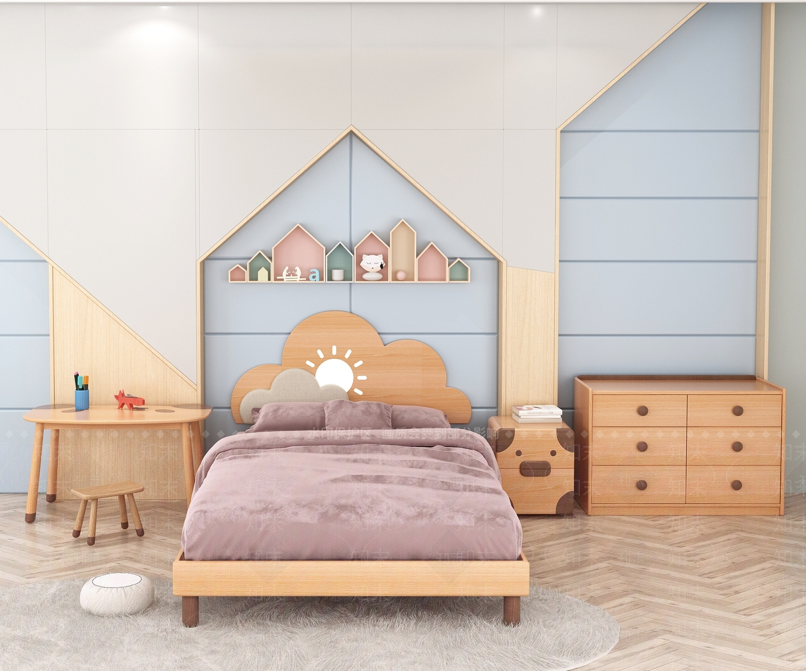 北欧儿童床3D模型下载【ID:1156410295】