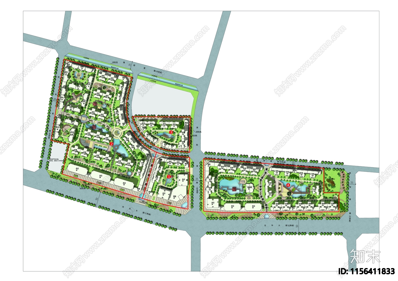欧式成都住宅区总图施工图下载【ID:1156411833】