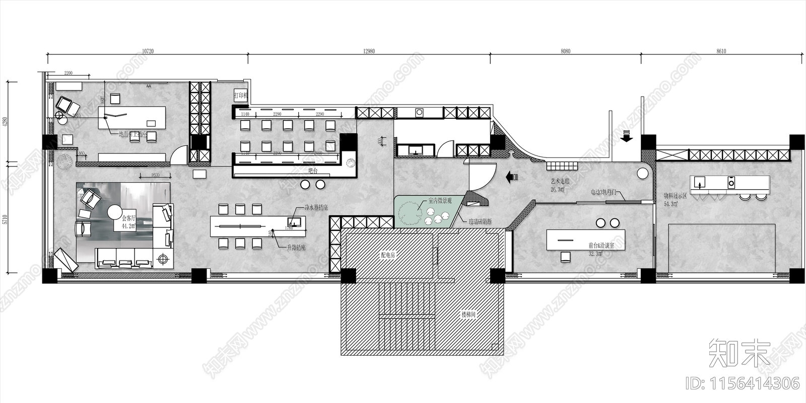 400㎡装饰设计工作室平面布置图cad施工图下载【ID:1156414306】