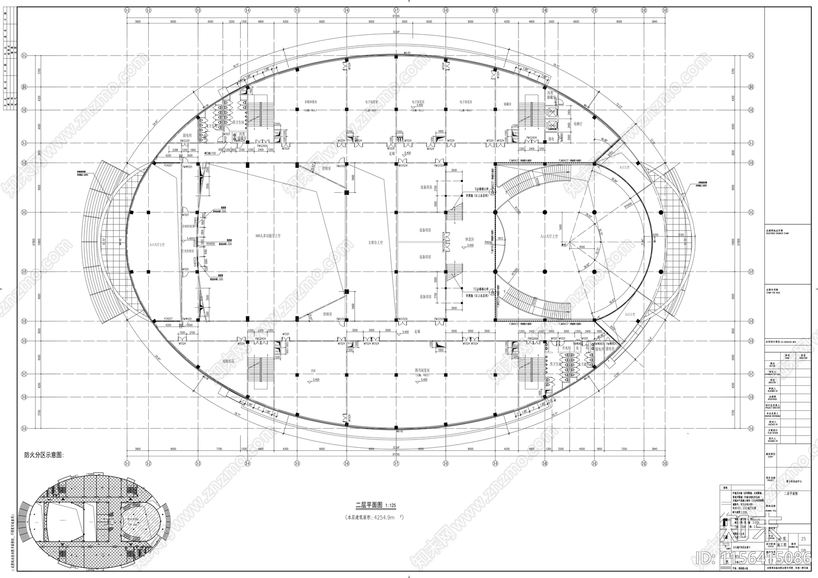 4层现代风格青少年活动中心建筑cad施工图下载【ID:1156415086】