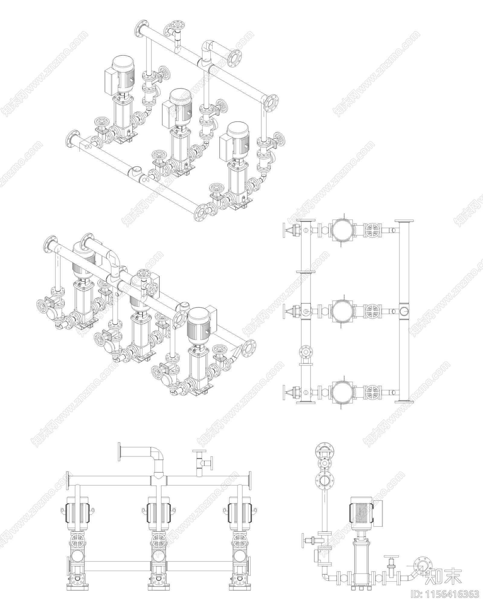 抽水设备图库cad施工图下载【ID:1156416363】