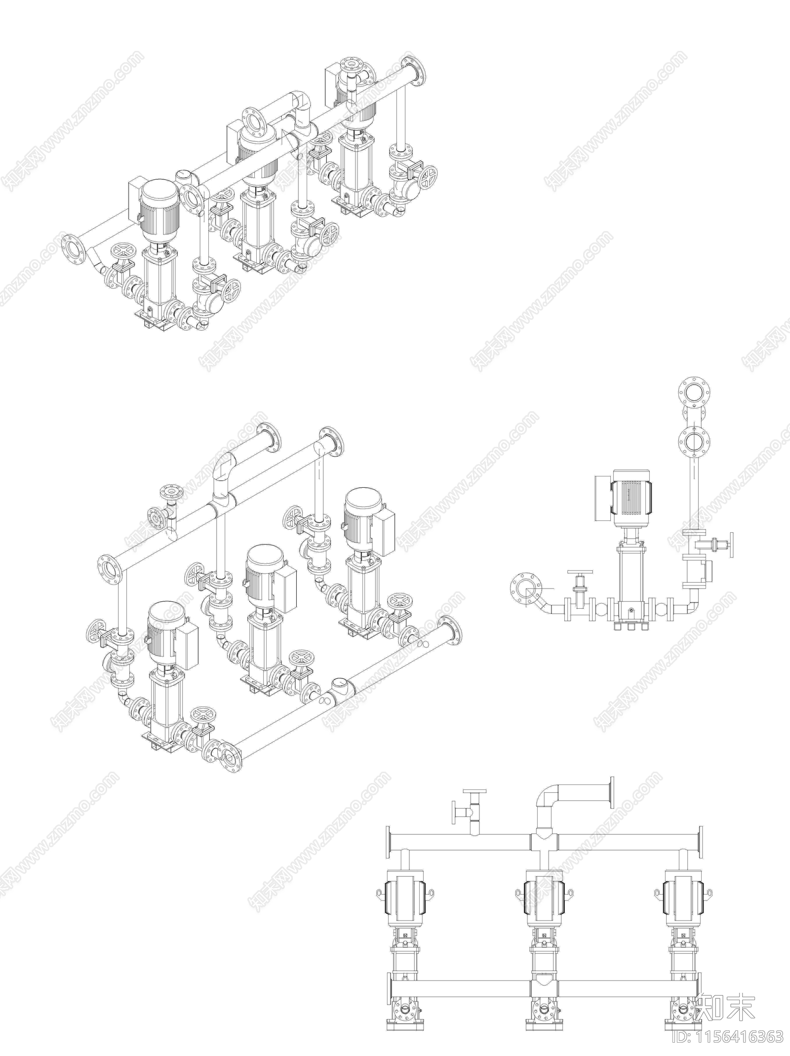 抽水设备图库cad施工图下载【ID:1156416363】
