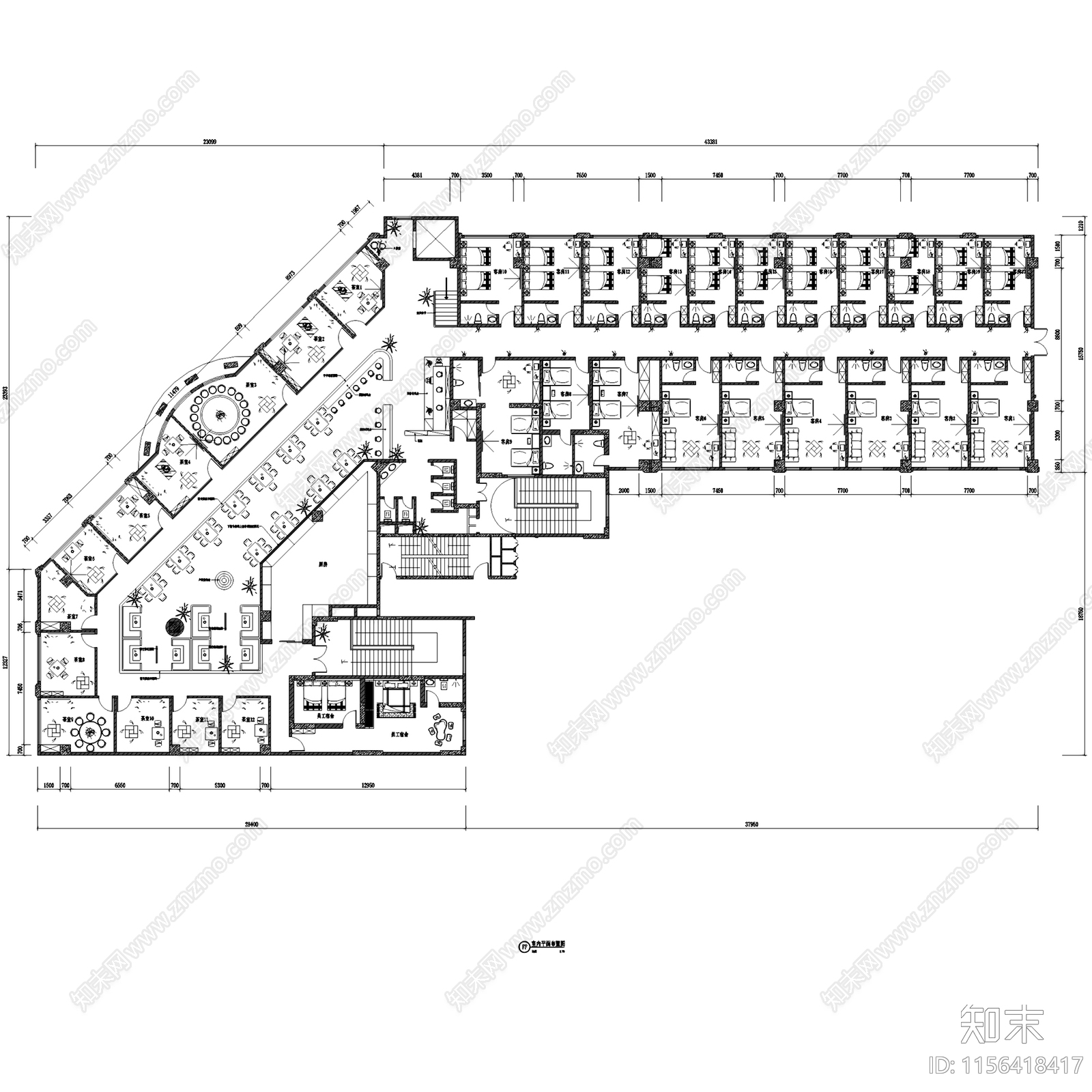 新中式单层茶室茶楼茶馆茶会所室内工装cad施工图下载【ID:1156418417】