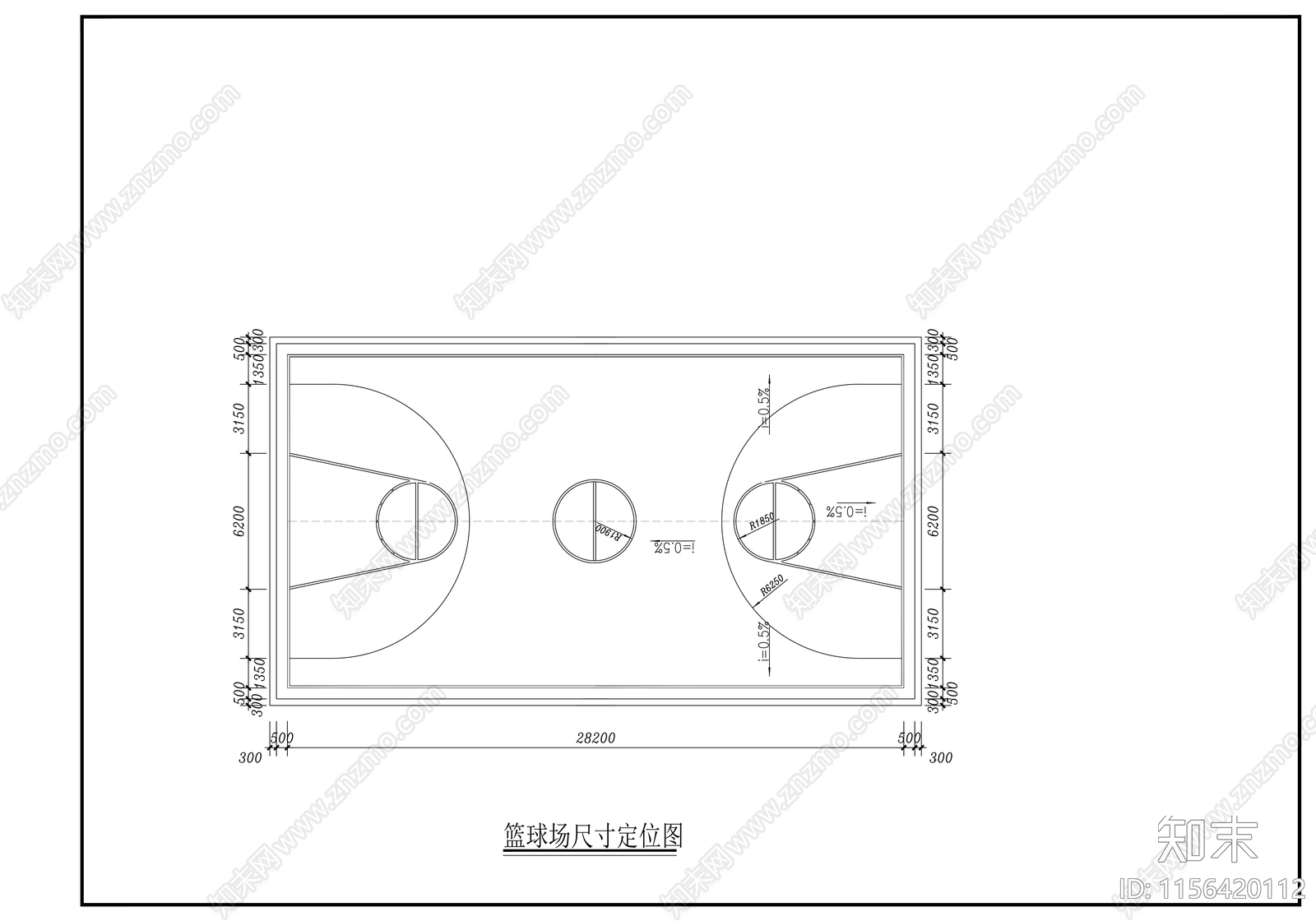 篮球场cad施工图下载【ID:1156420112】