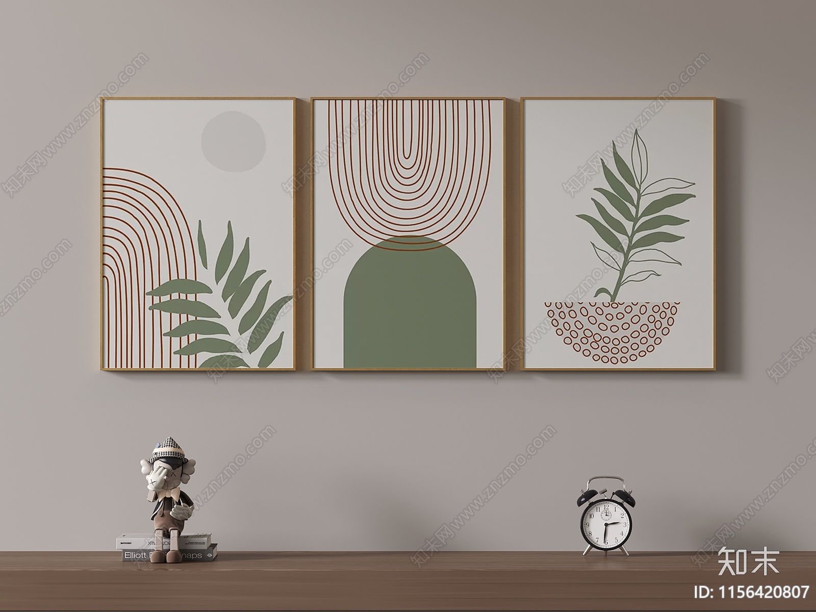 北欧原木风大叶植物装饰画SU模型下载【ID:1156420807】