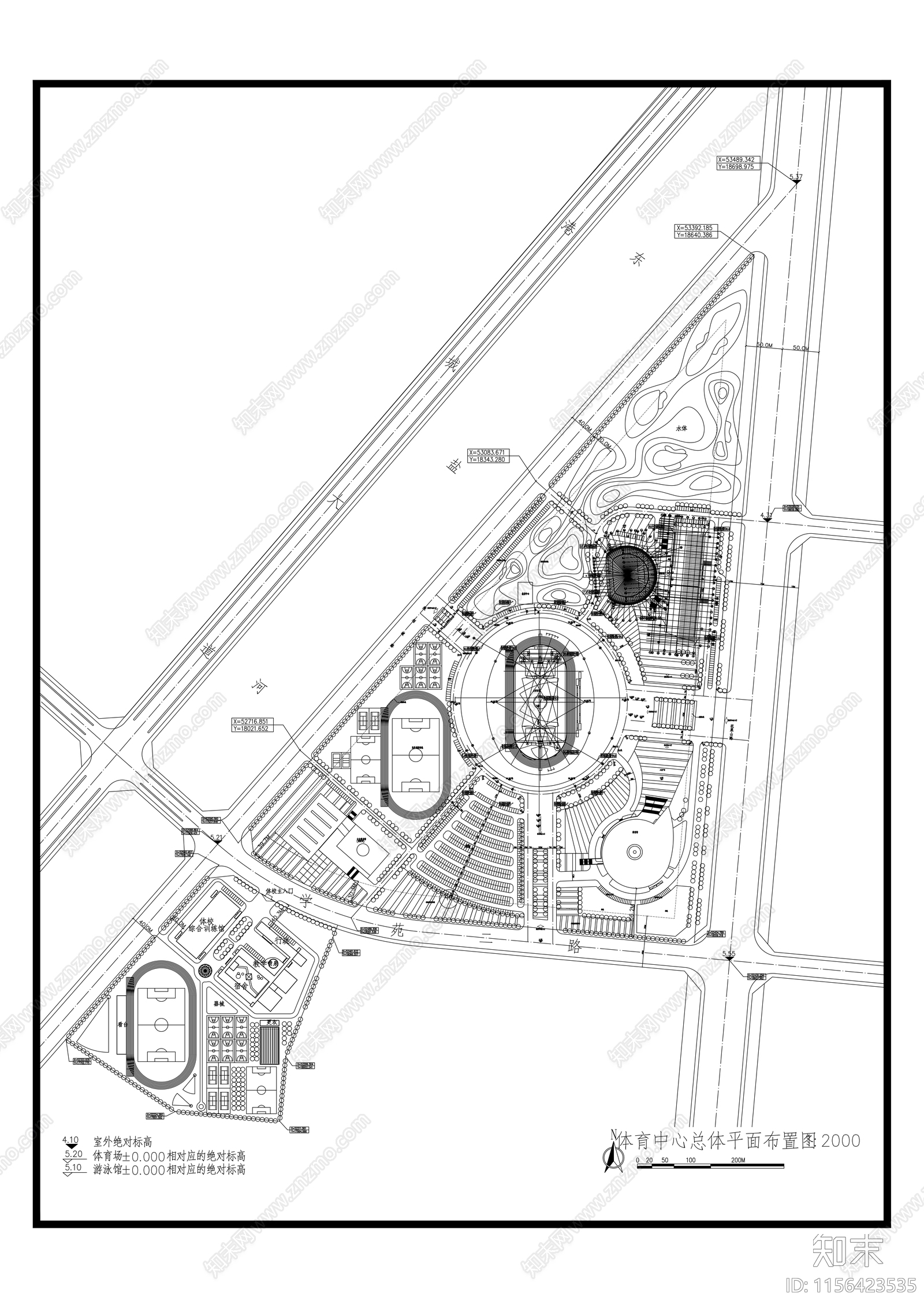 三层游泳馆建筑cad施工图下载【ID:1156423535】