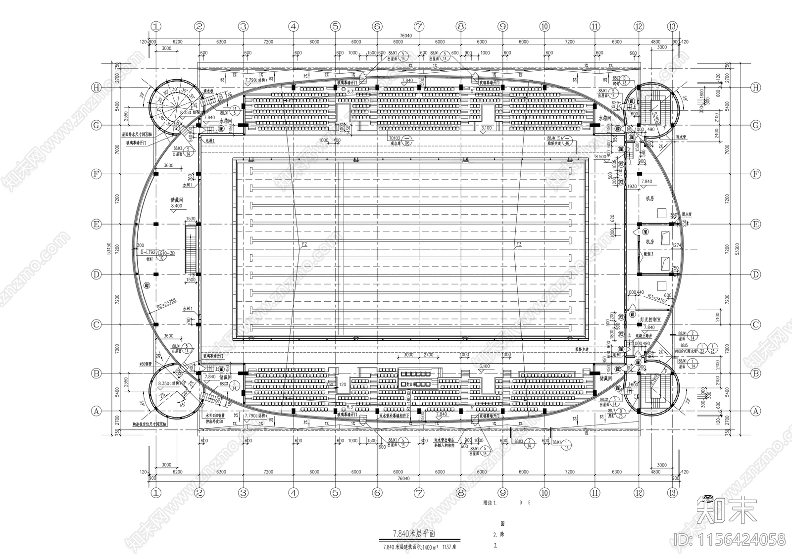 四层游泳馆建筑施工图下载【ID:1156424058】