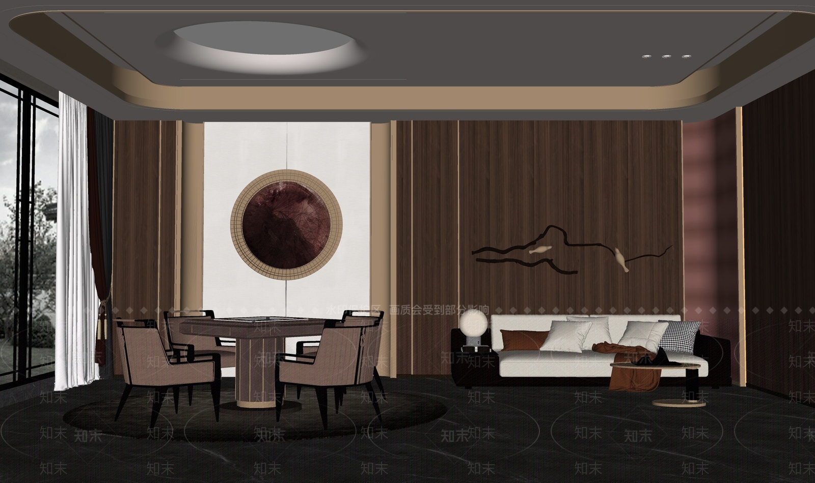 新中式棋牌室SU模型下载【ID:1156434310】