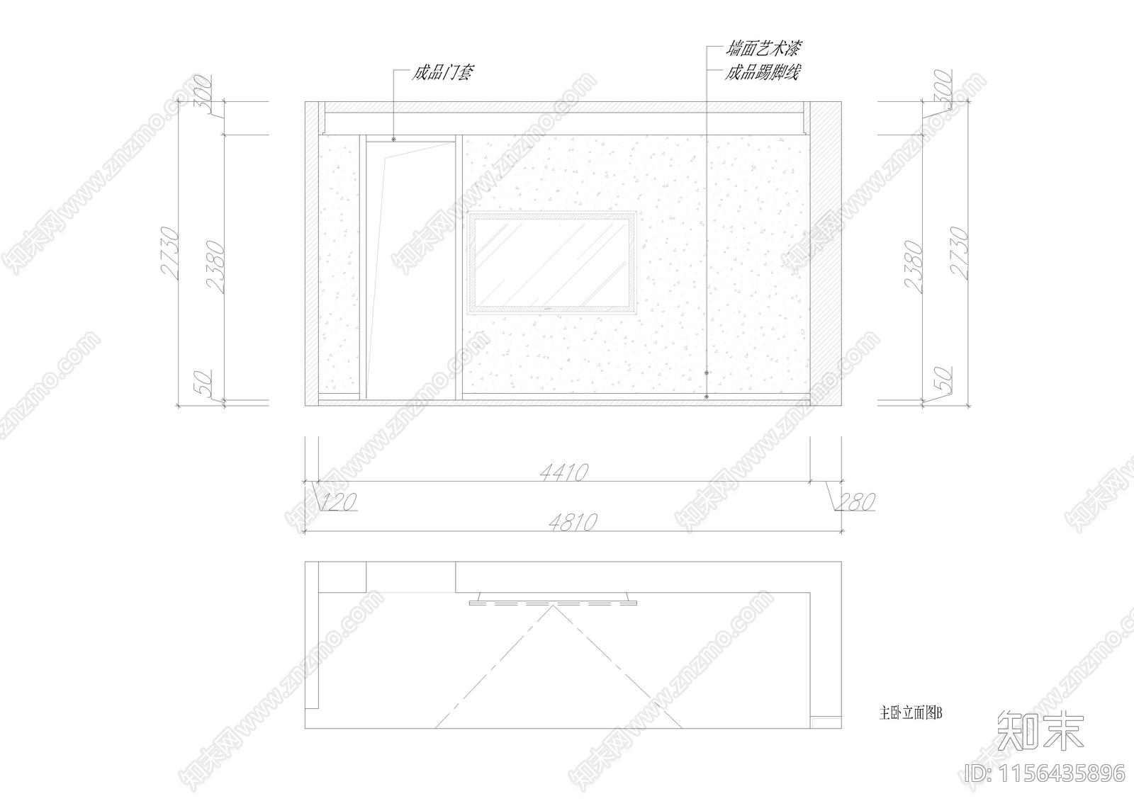 家居卧室cad施工图下载【ID:1156435896】