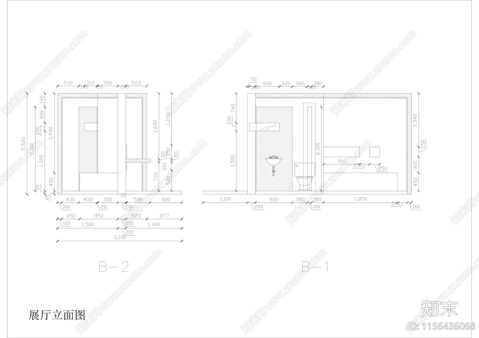 展会品牌洁具展厅cad施工图下载【ID:1156436068】