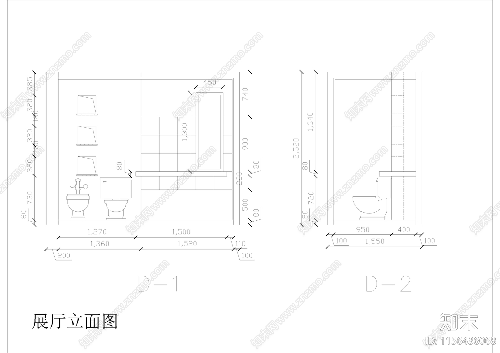 展会品牌洁具展厅cad施工图下载【ID:1156436068】