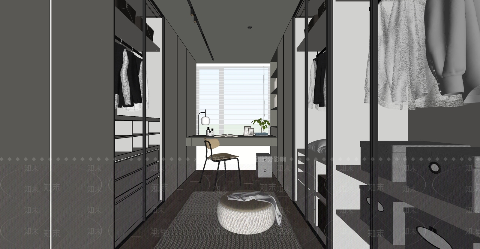 现代家居衣帽间SU模型下载【ID:1156436465】
