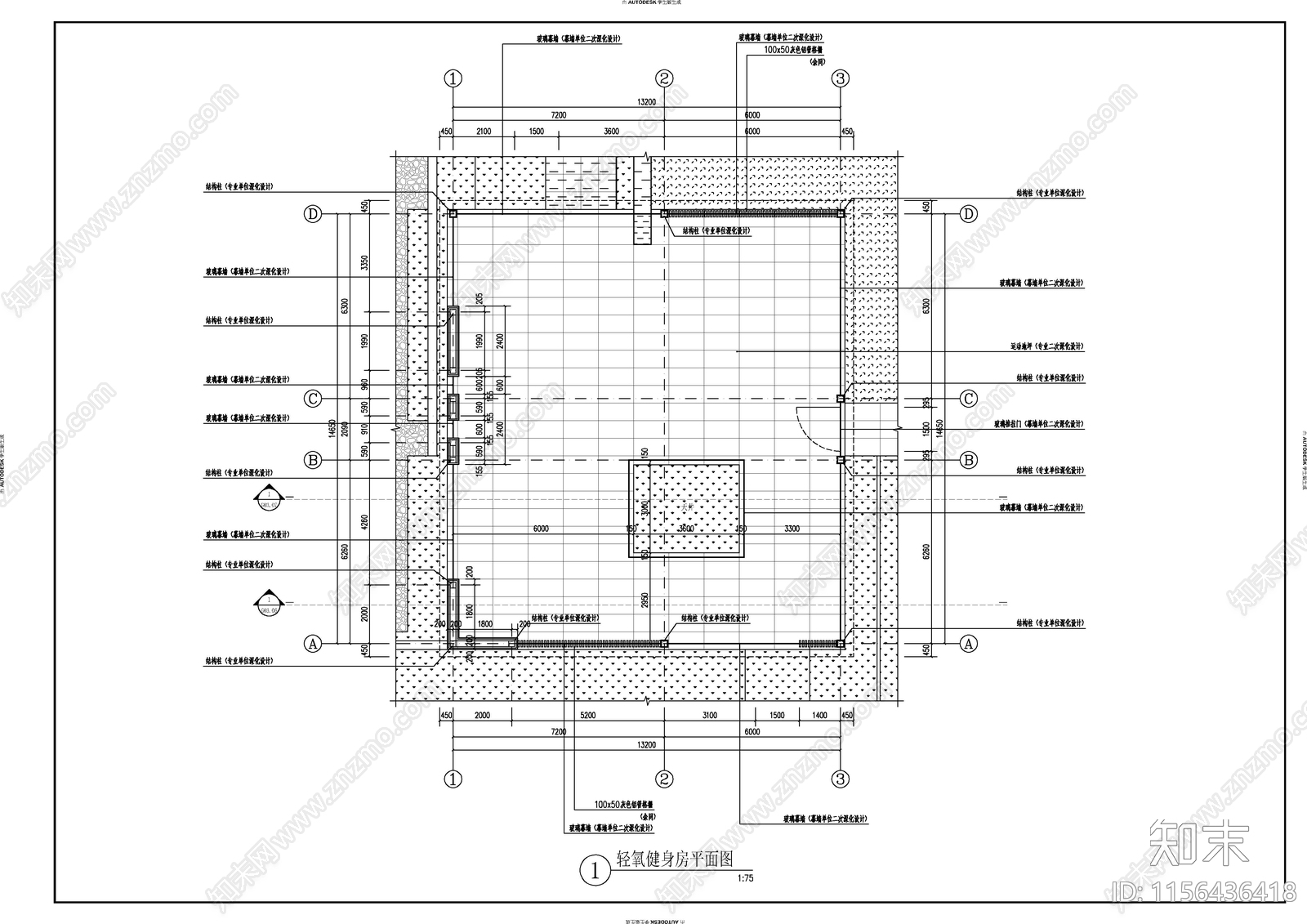 轻氧健身房园建详图cad施工图下载【ID:1156436418】