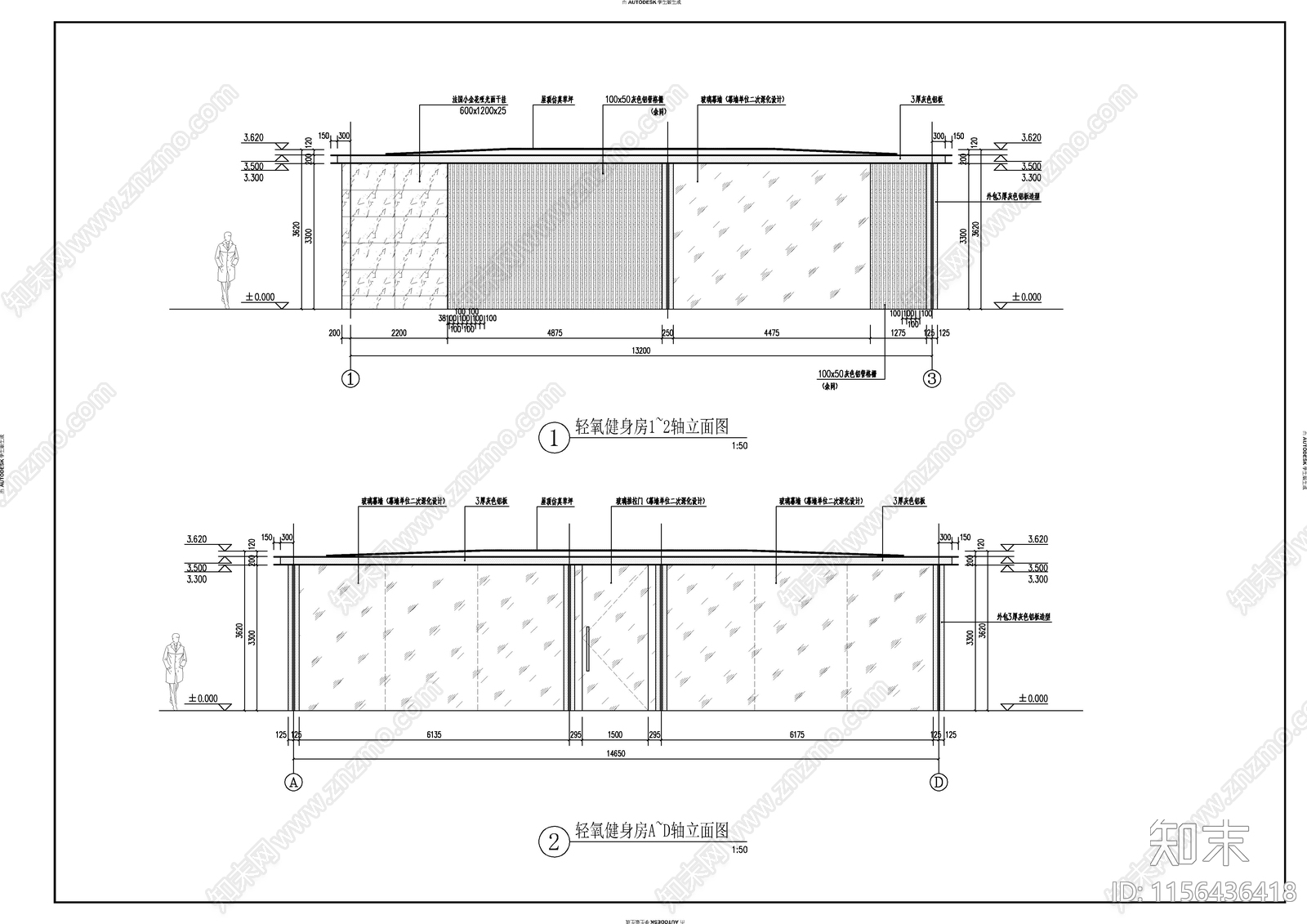 轻氧健身房园建详图cad施工图下载【ID:1156436418】