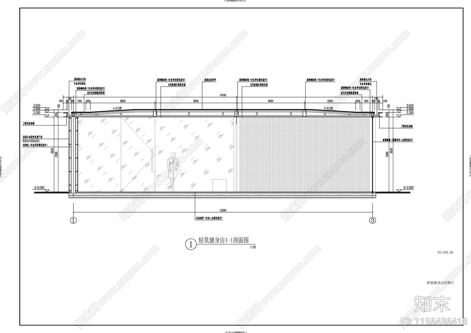 轻氧健身房园建详图cad施工图下载【ID:1156436418】