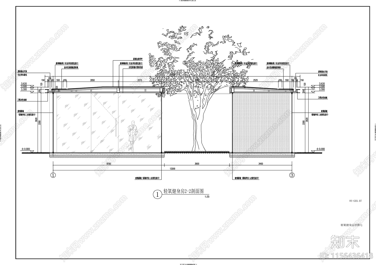 轻氧健身房园建详图cad施工图下载【ID:1156436418】