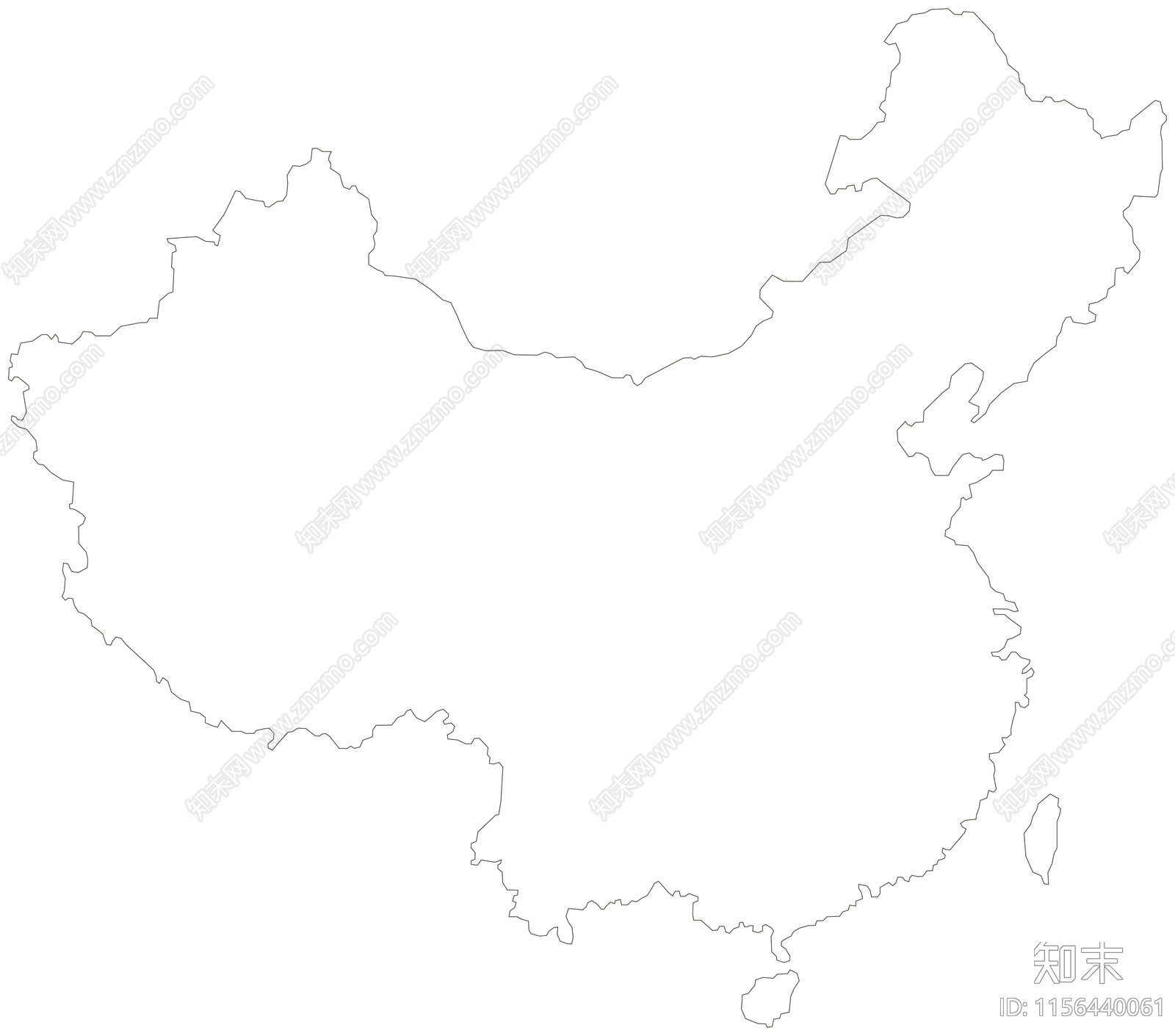 空白中国地图轮廓矢量图免抠贴图下载 ID:1156440061_【知末网】
