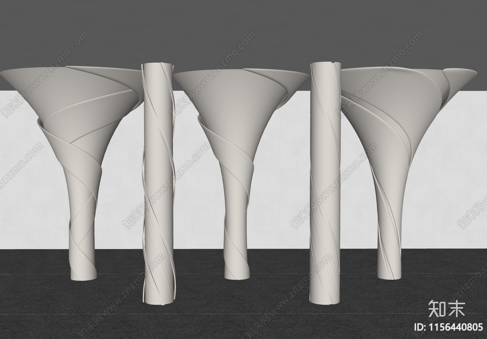 现代异形柱子SU模型下载【ID:1156440805】