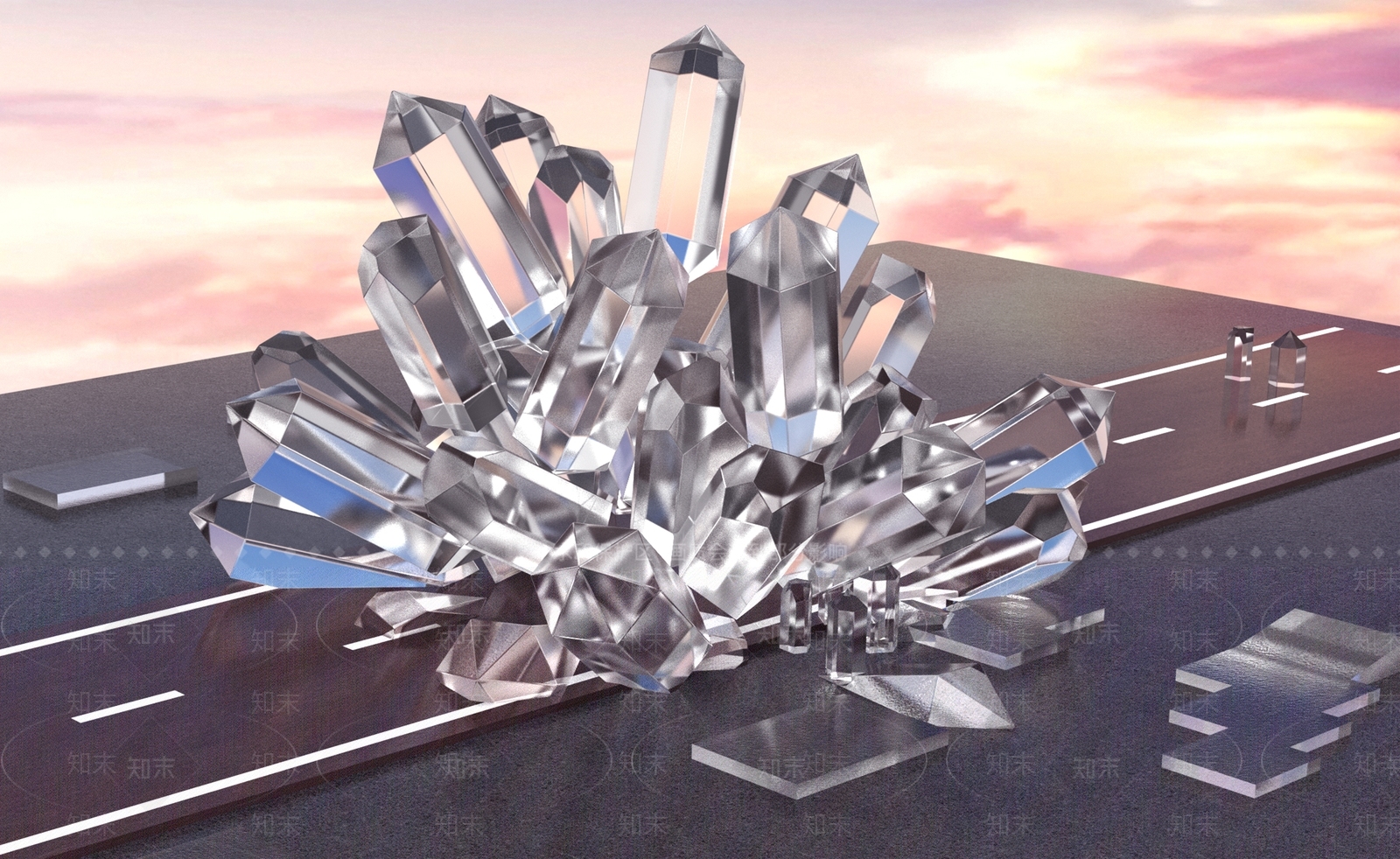 现代水晶雕塑3D模型下载【ID:1156444213】