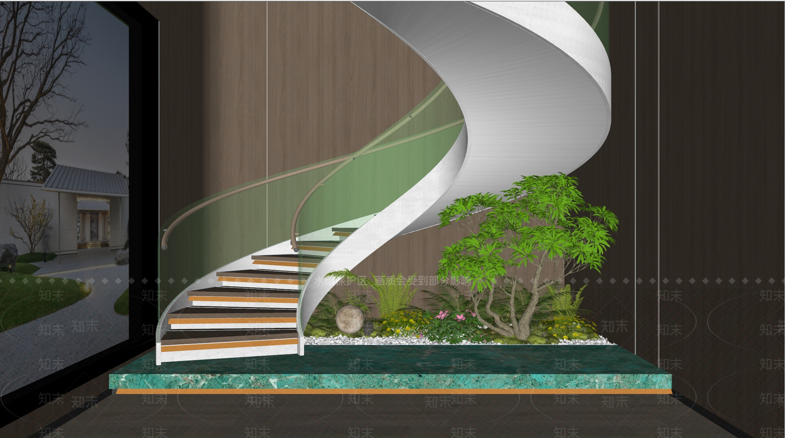 现代楼梯间SU模型下载【ID:1156445203】