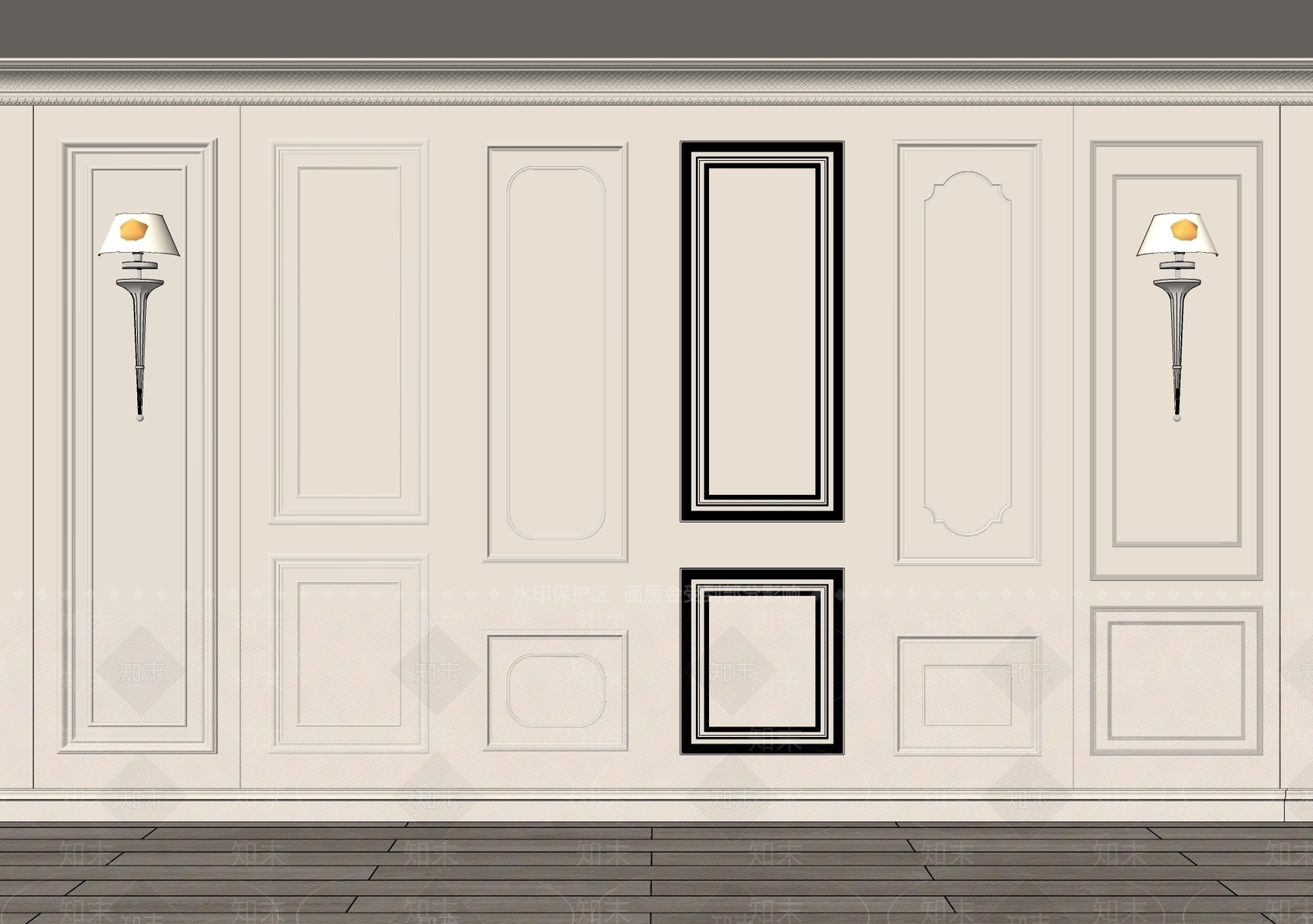 简欧雕花护墙板SU模型下载【ID:1156447648】