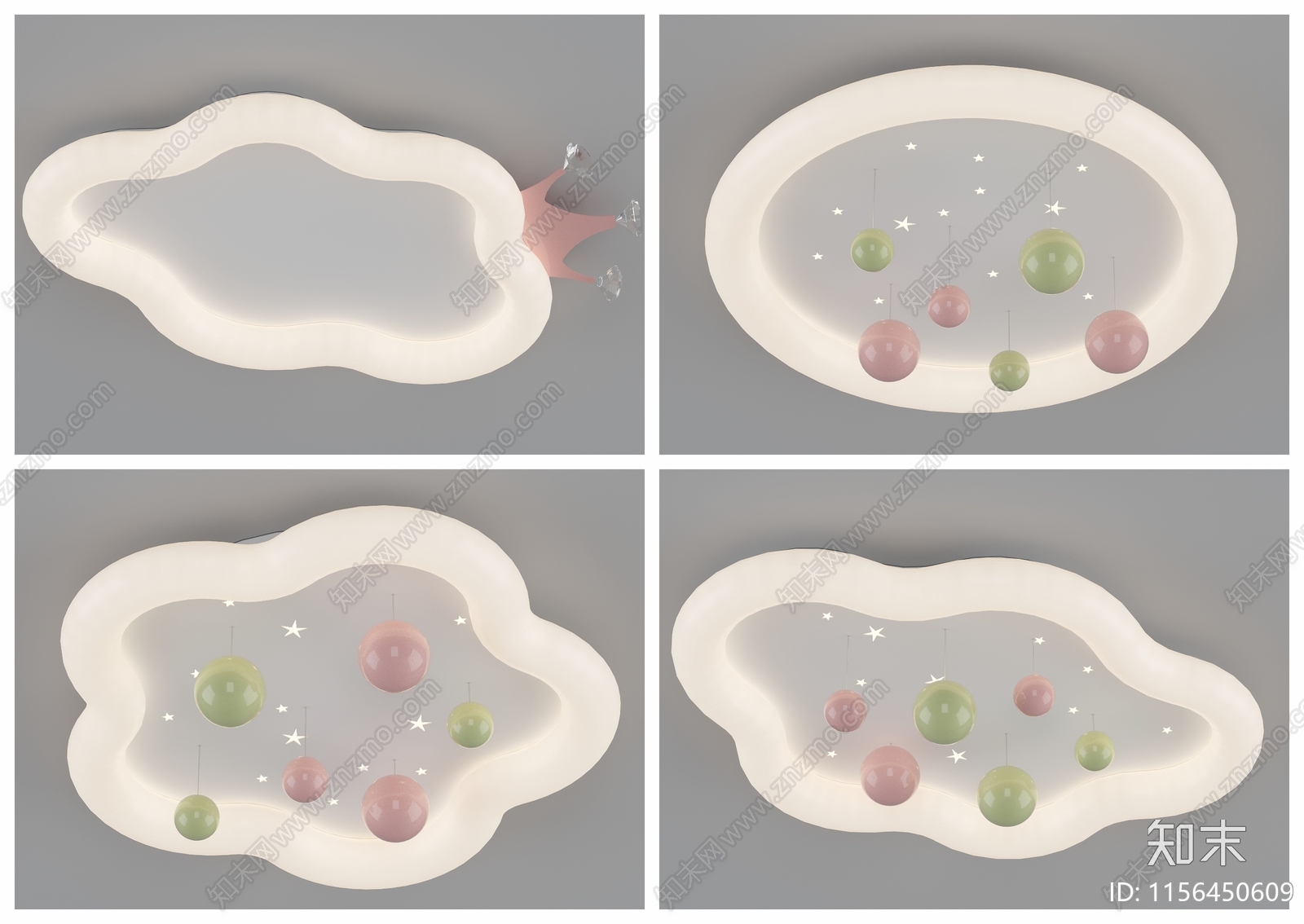 现代儿童卧室吸顶灯3D模型下载【ID:1156450609】