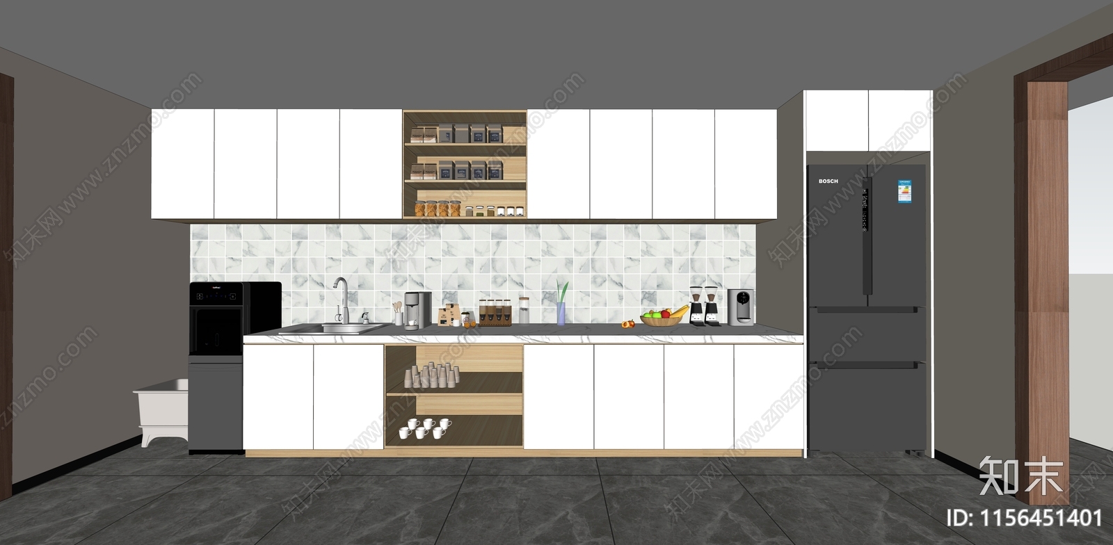现代办公茶水间SU模型下载【ID:1156451401】
