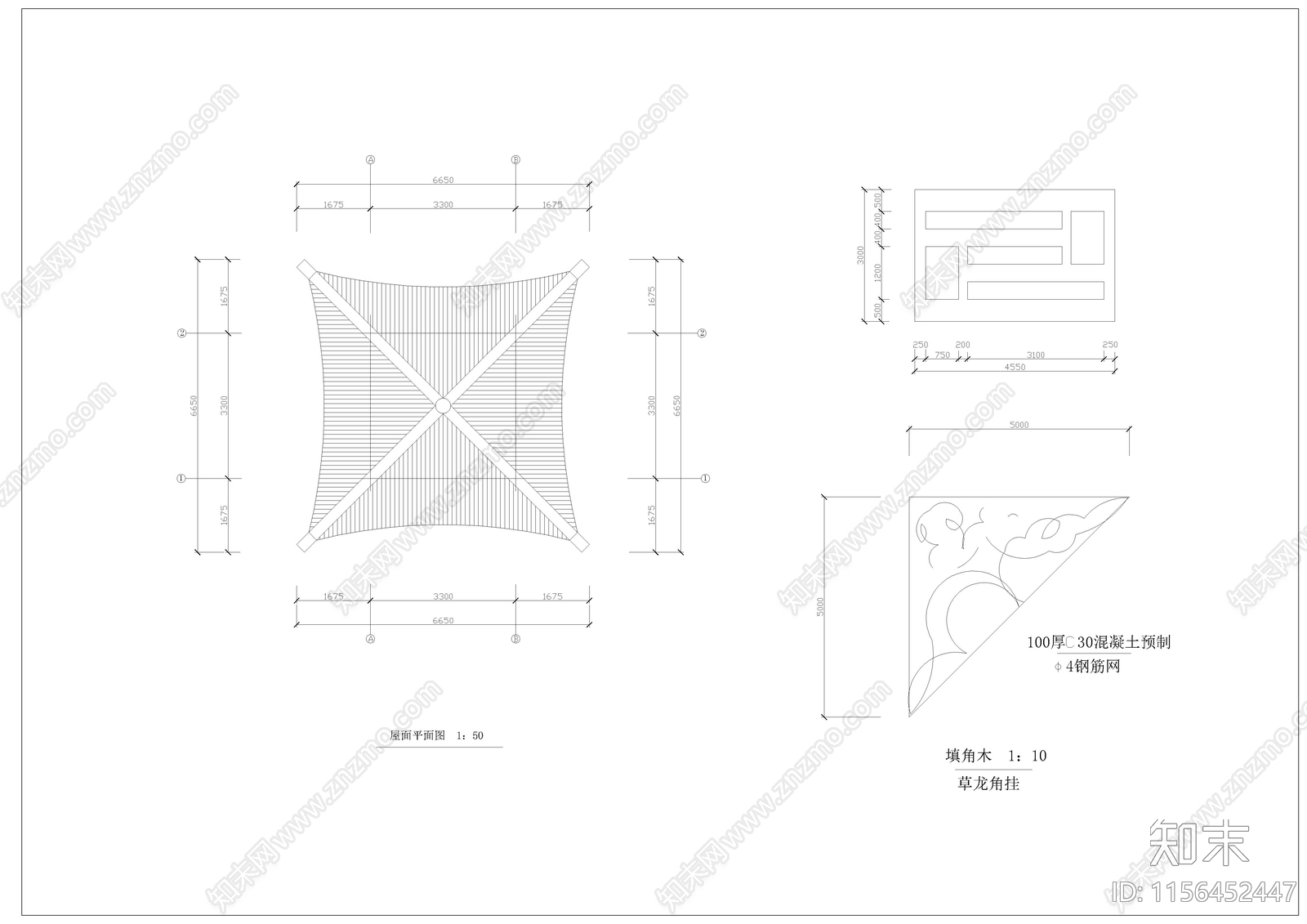 中式四角亭cad施工图下载【ID:1156452447】