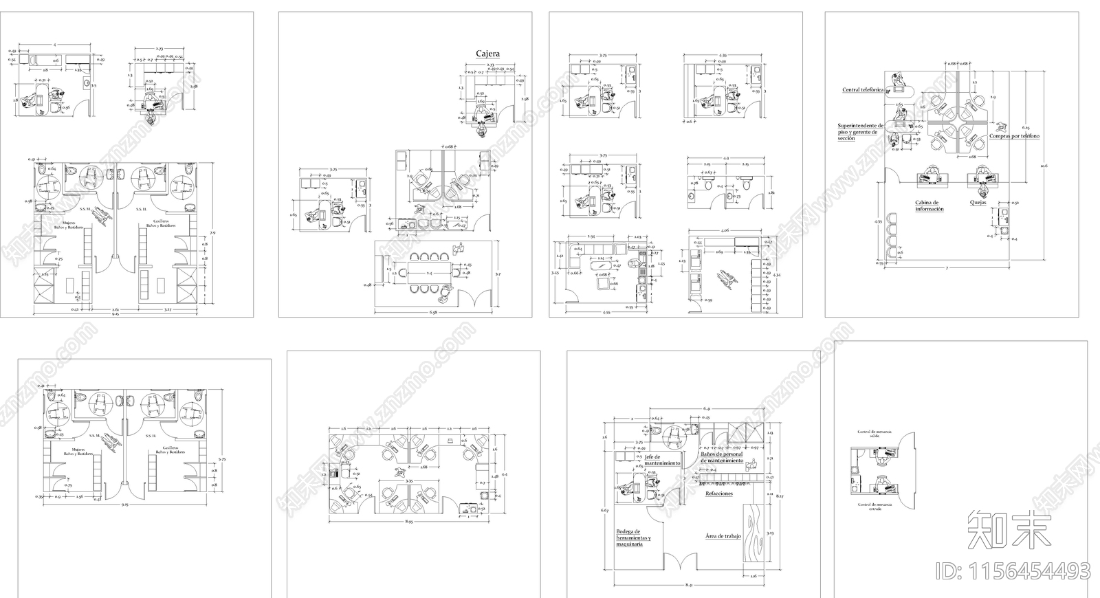办事处家具图库cad施工图下载【ID:1156454493】