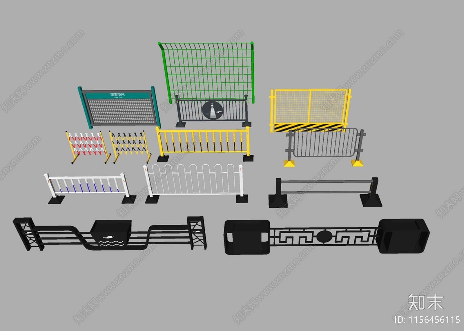 现代栏杆护栏SU模型下载【ID:1156456115】