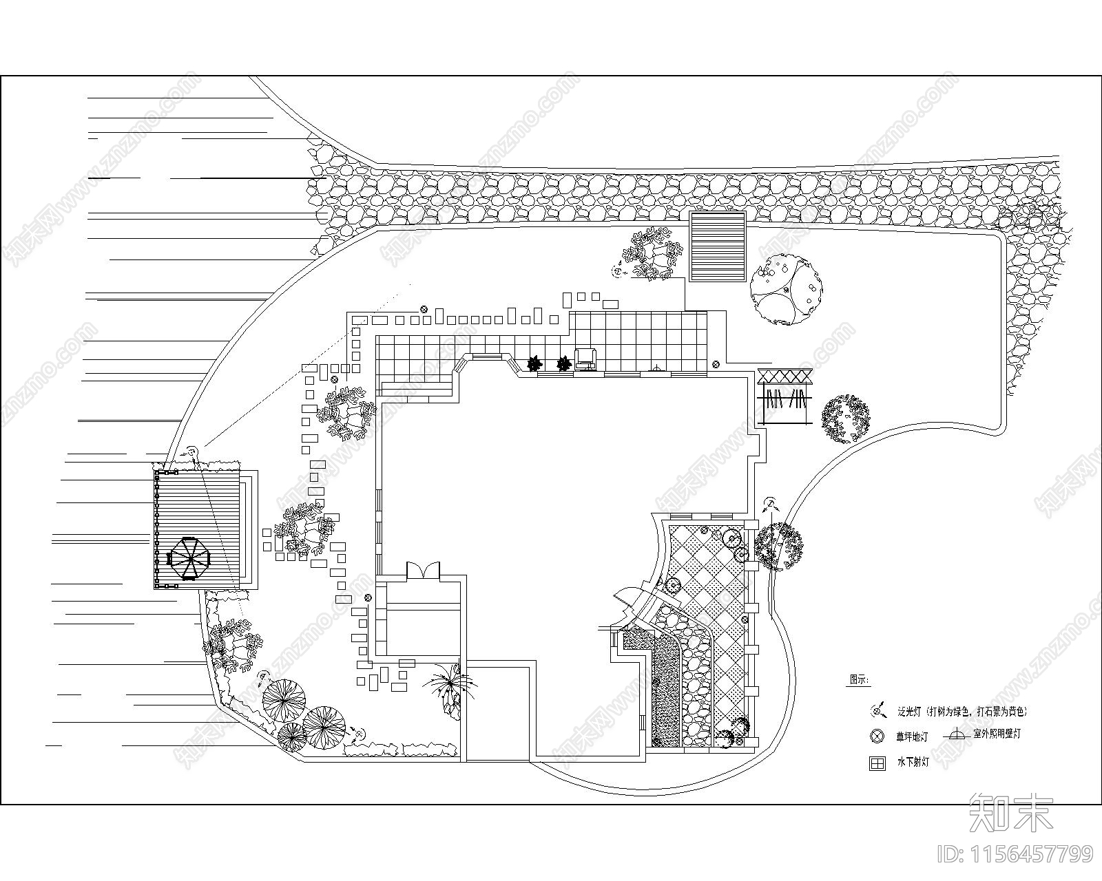 波西米亚岛别墅庭院景观设计cad施工图下载【ID:1156457799】