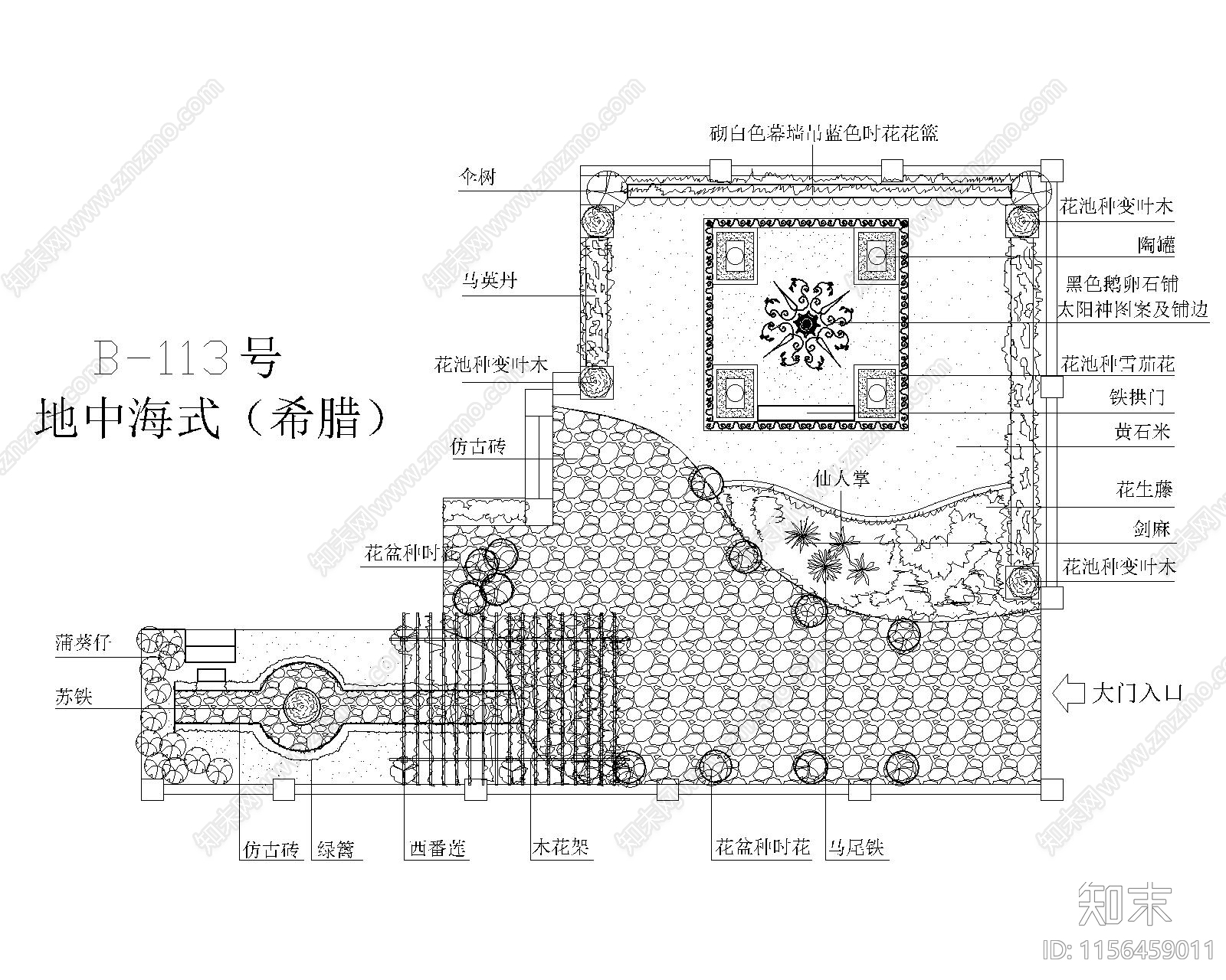 六种不同国家风格别墅庭院景观设计方案cad施工图下载【ID:1156459011】