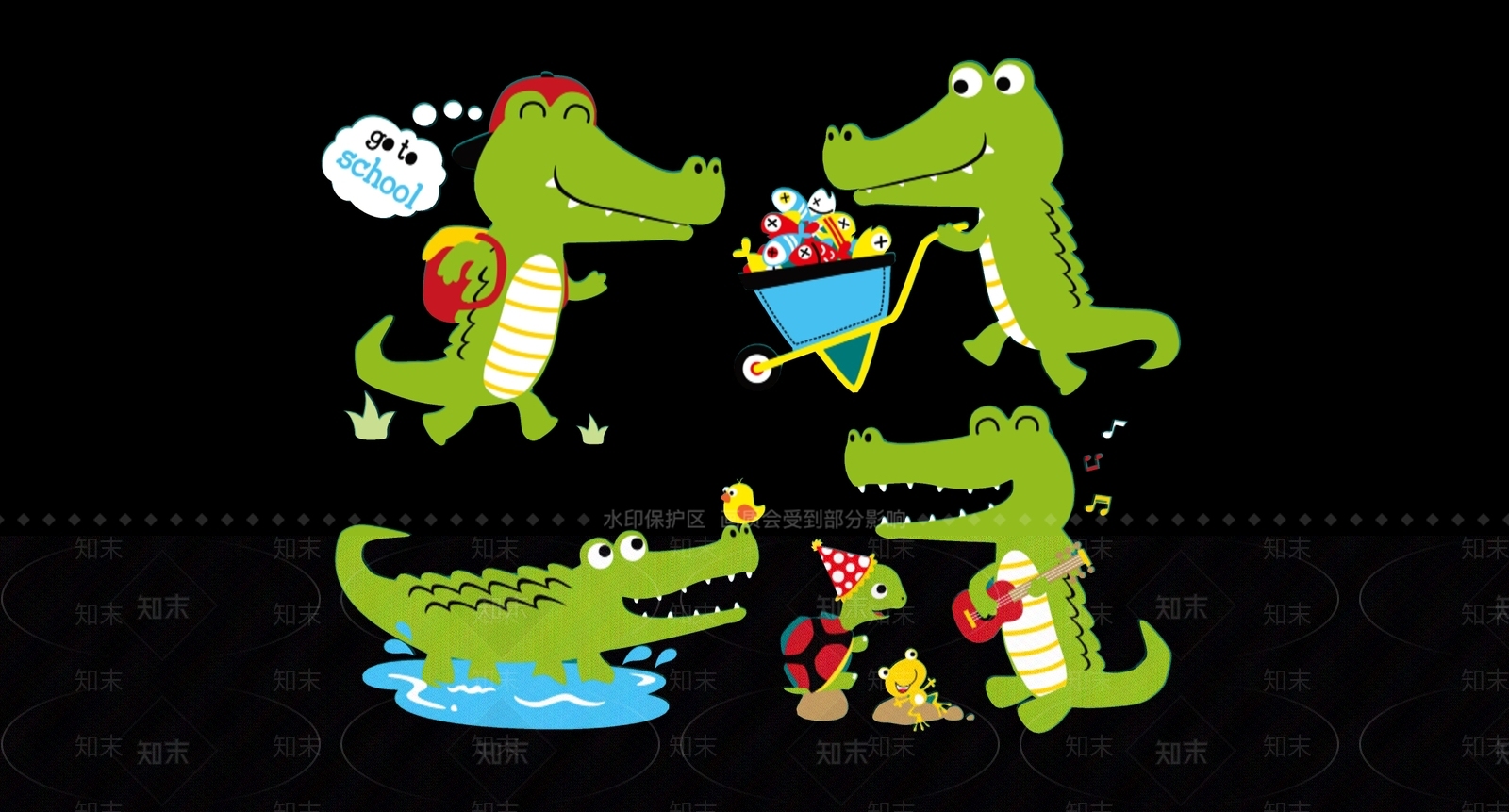 2D现代鳄鱼剪影3D模型下载【ID:1156461080】