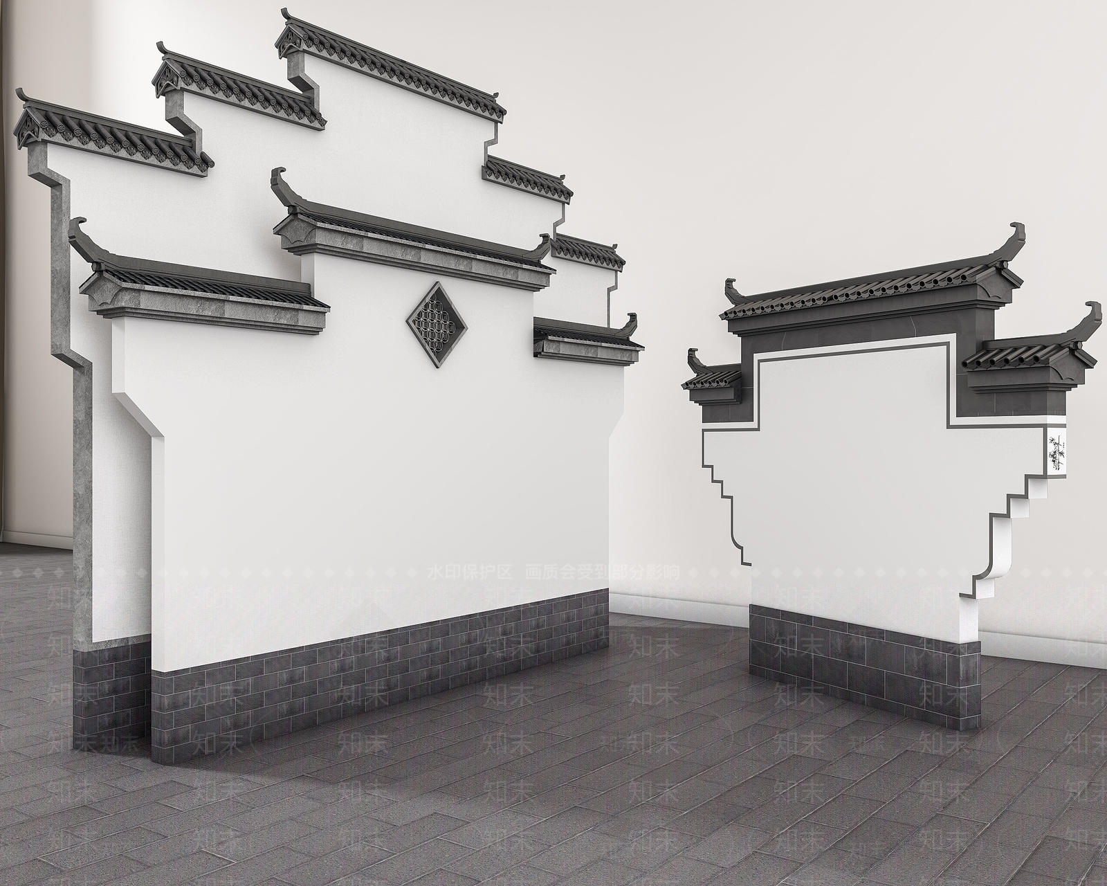 中式马头墙3D模型下载【ID:1156466913】