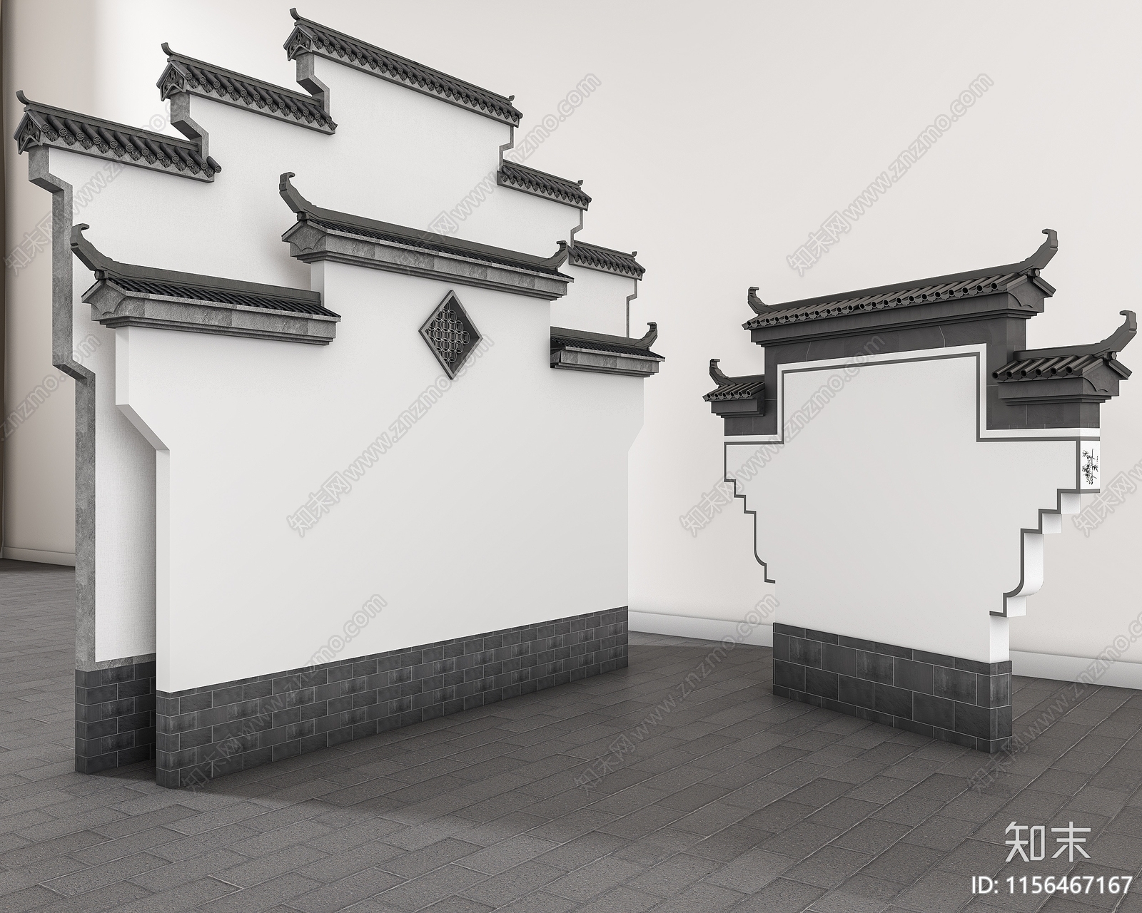 中式马头墙SU模型下载【ID:1156467167】