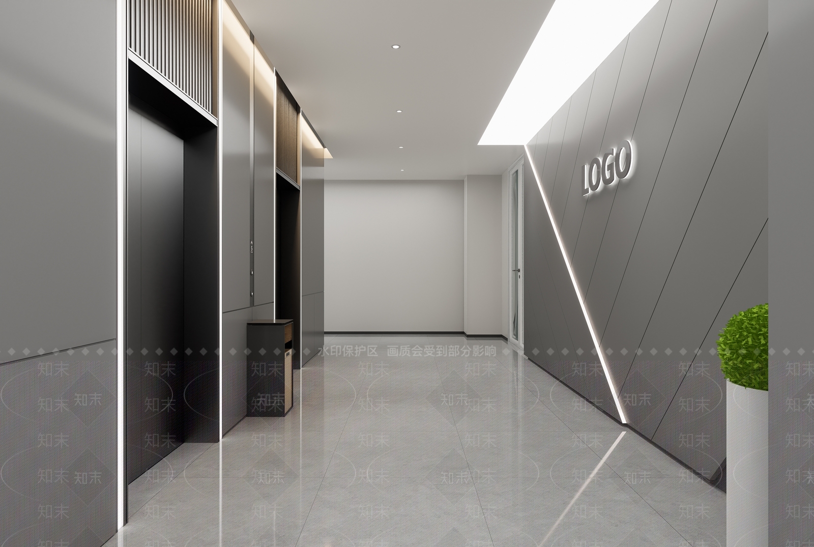 现代电梯间3D模型下载【ID:1156469133】