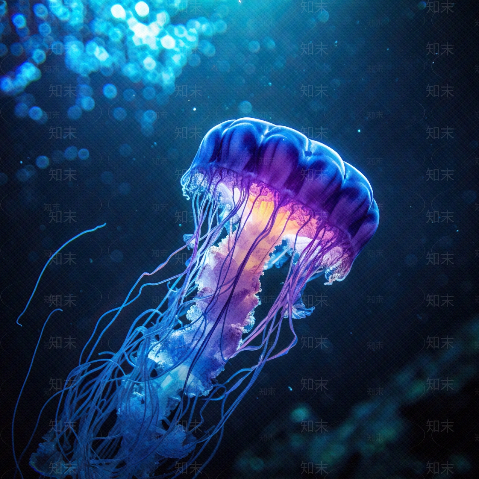 蓝色水母海洋风格壁纸贴图下载【ID:1156471484】