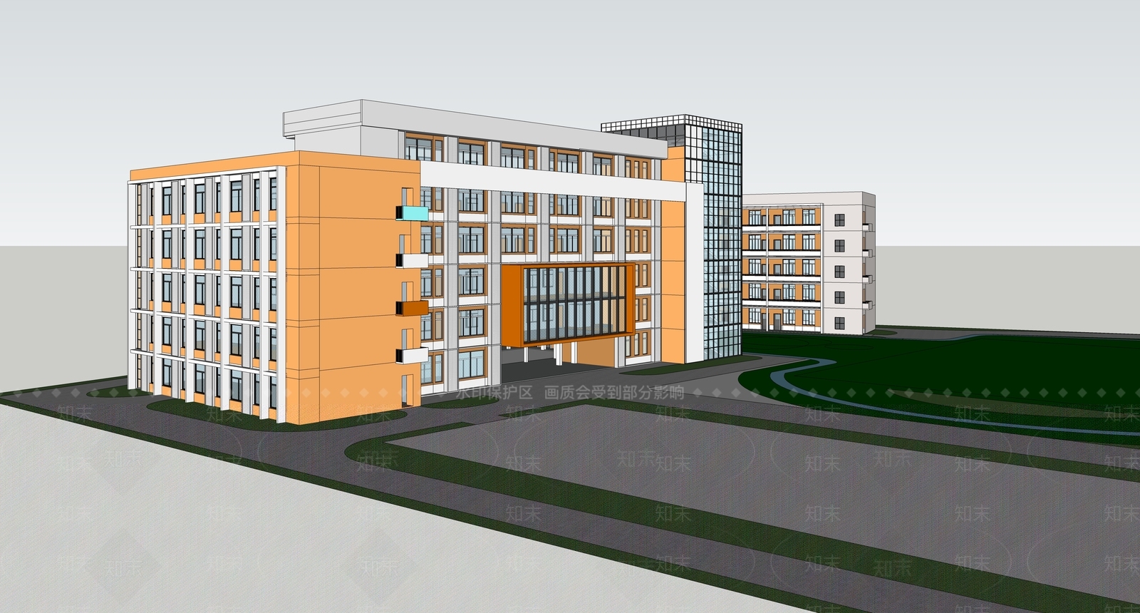 现代中小学外立面改造SU模型下载【ID:1156475166】