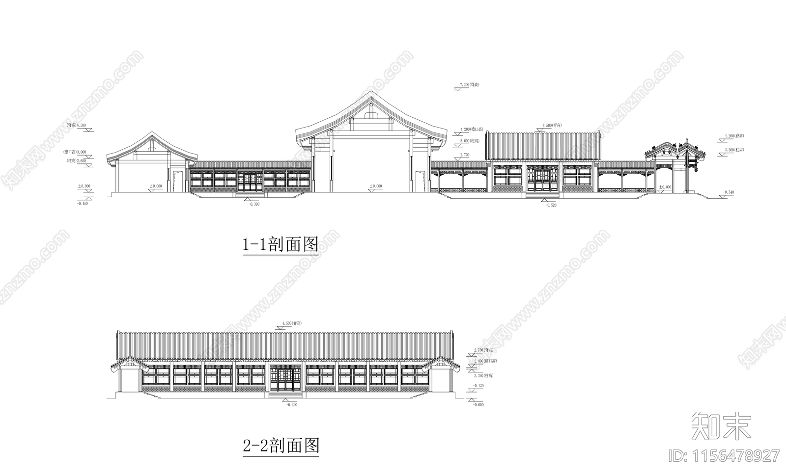 一层四合院建筑方案图cad施工图下载【ID:1156478927】