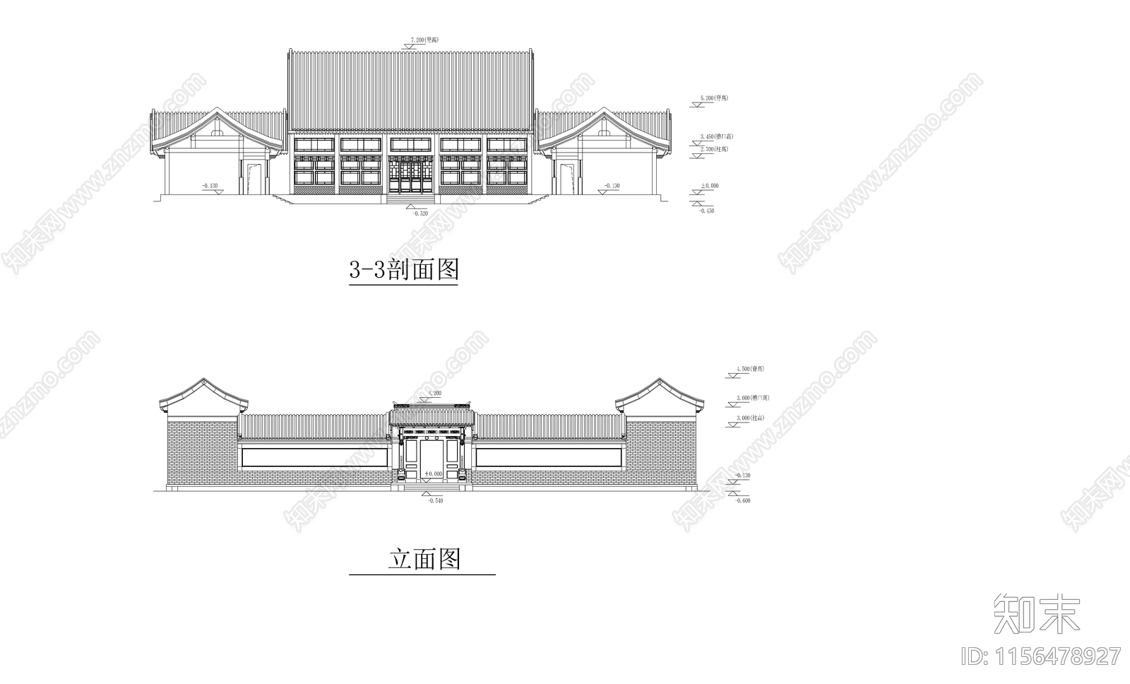 一层四合院建筑方案图cad施工图下载【ID:1156478927】