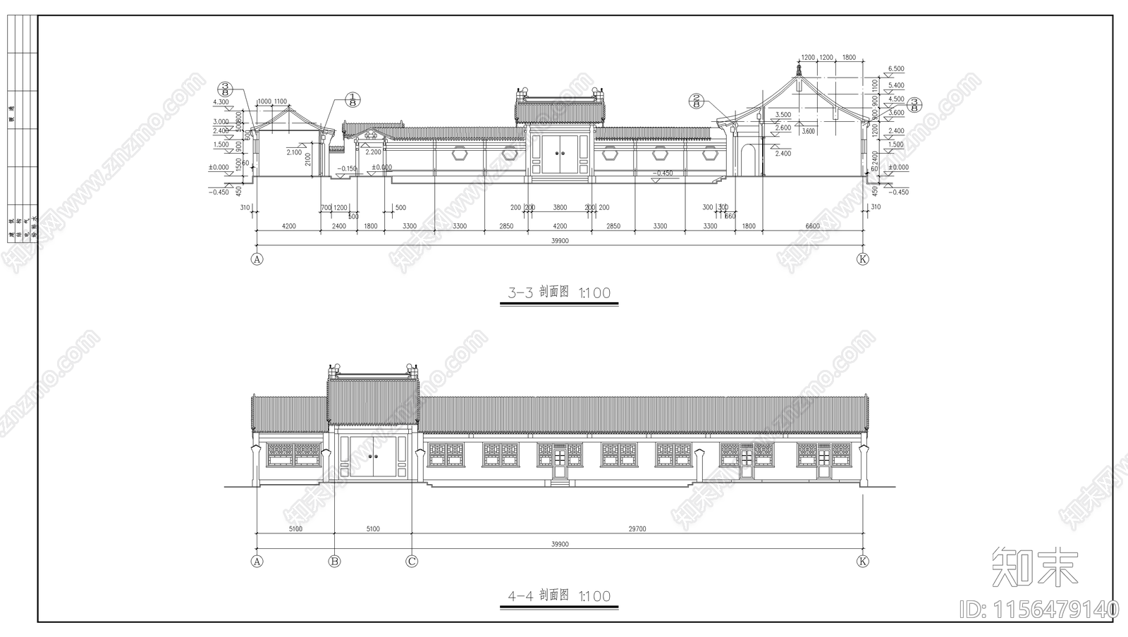 一层四合院建筑设计图cad施工图下载【ID:1156479140】