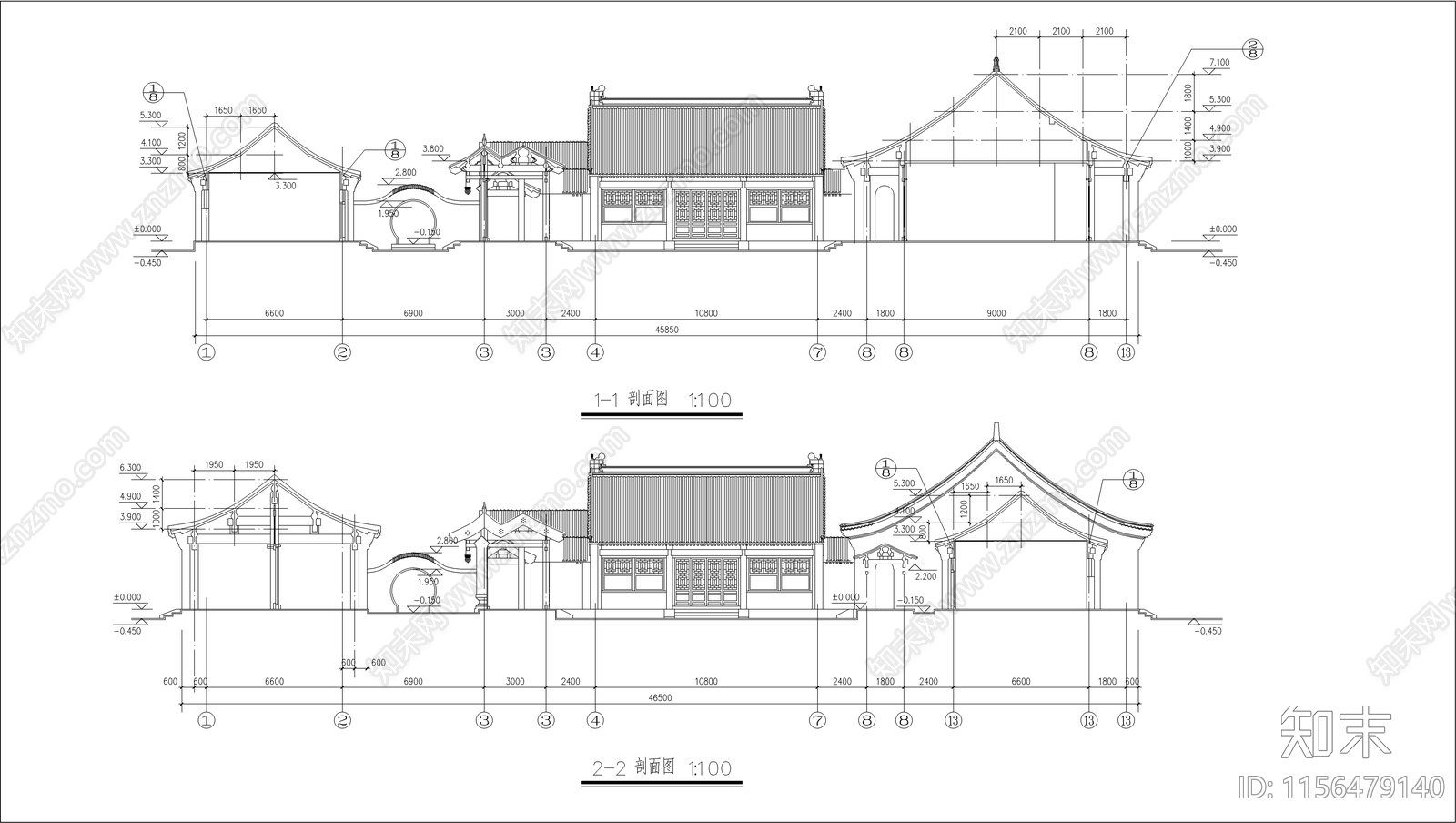 一层四合院建筑设计图cad施工图下载【ID:1156479140】