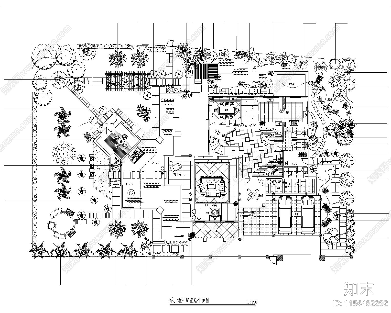 某别墅庭院景观施工图下载【ID:1156482292】