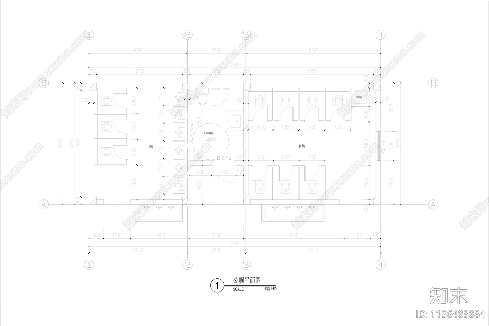 公园公共厕所建筑结构给排水详图cad施工图下载【ID:1156483884】