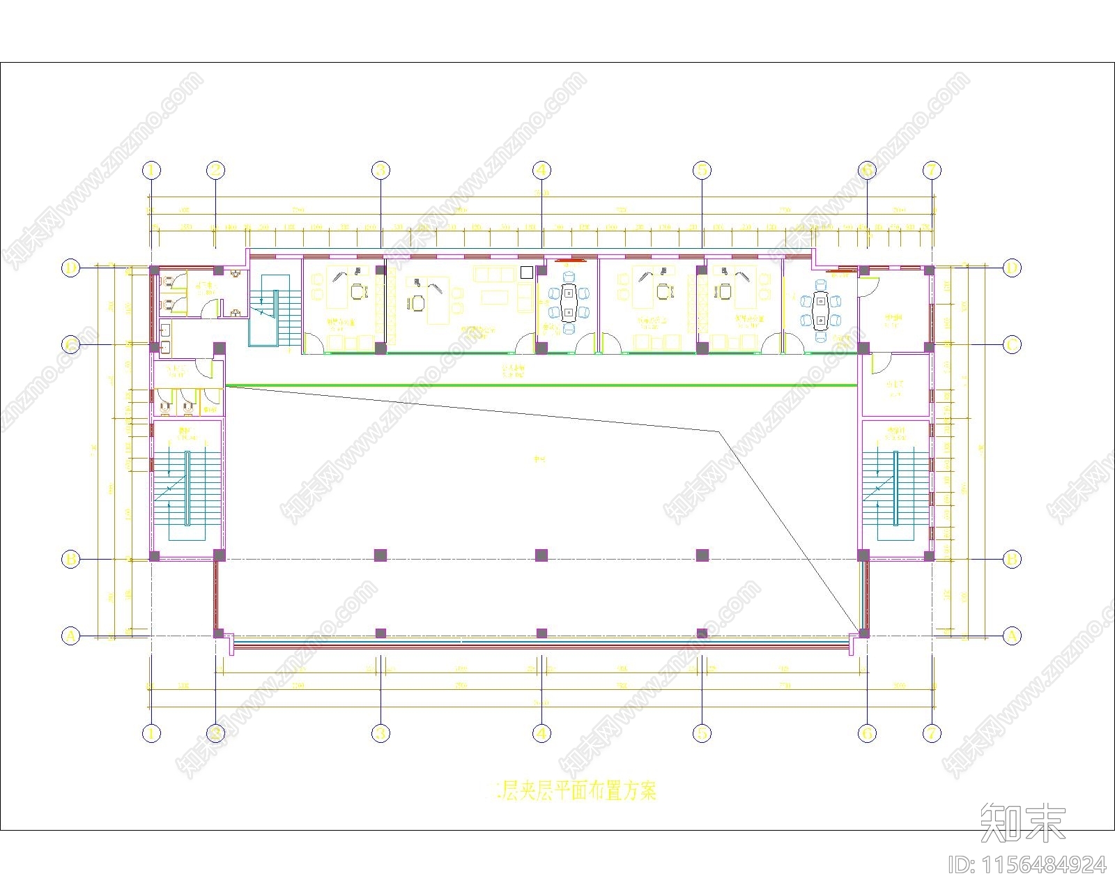 汽车城办公室施工图下载【ID:1156484924】