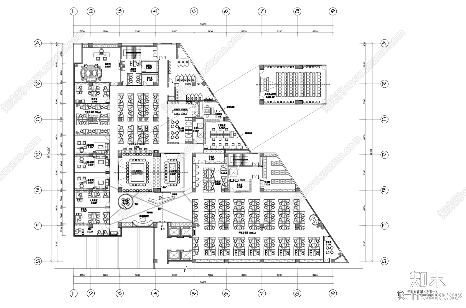 清华信息港办公室平面施工图下载【ID:1156485382】